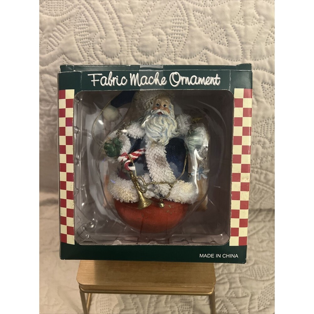 Vintage Fabric Mache Christmas Holiday Ornament
